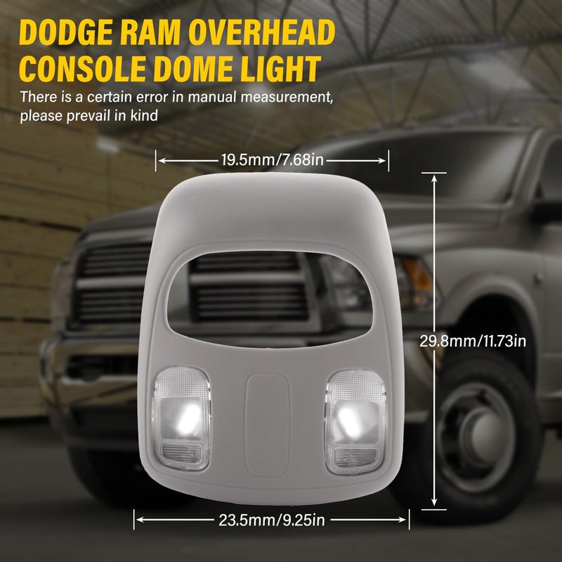 IFYKIM Overhead Console Dome Light LED Map Reading Light Lamp Assembly, Compatible with Dodge Ram 1500 2500 3500 4500 5500 Overhead Console 2002-2010 Replaces# 1DK78BD1AA 1DK78TL2AA 56049706AD/AF - Image 2